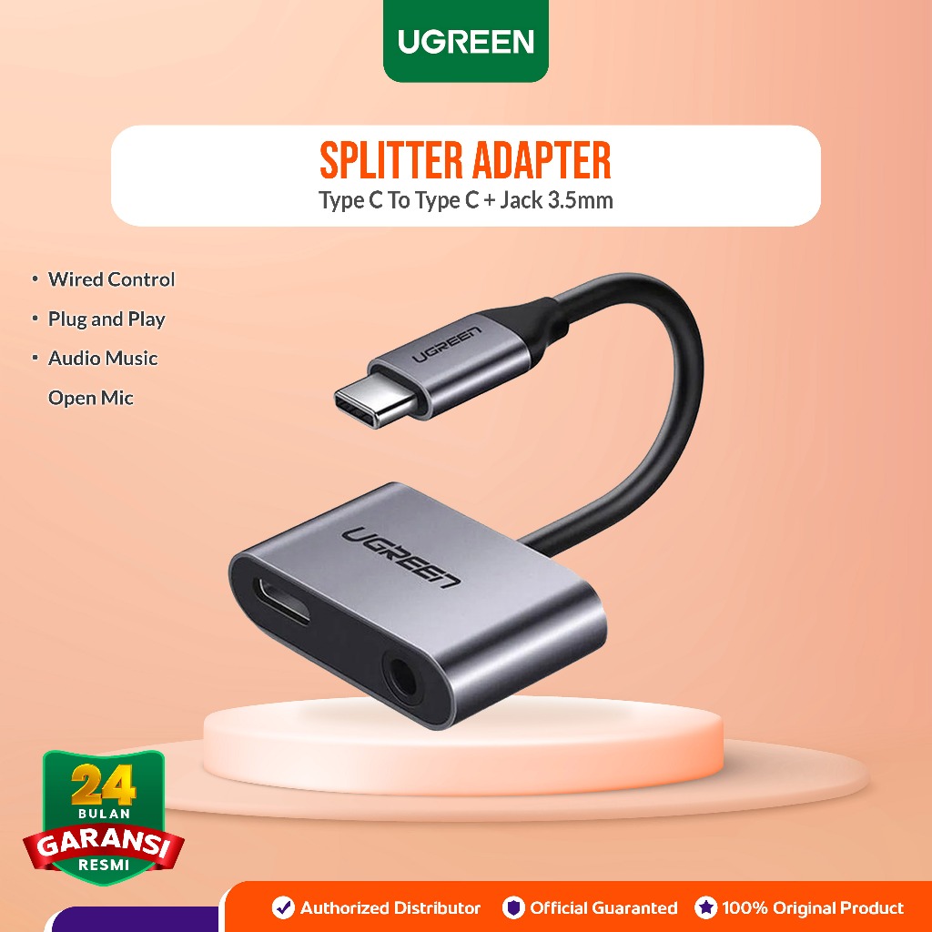 UGREEN Audio Adapter Type C to Type C and 3.5MM Converter Adaptor Kabel Jack Gaming Splitter XiaoMi 
