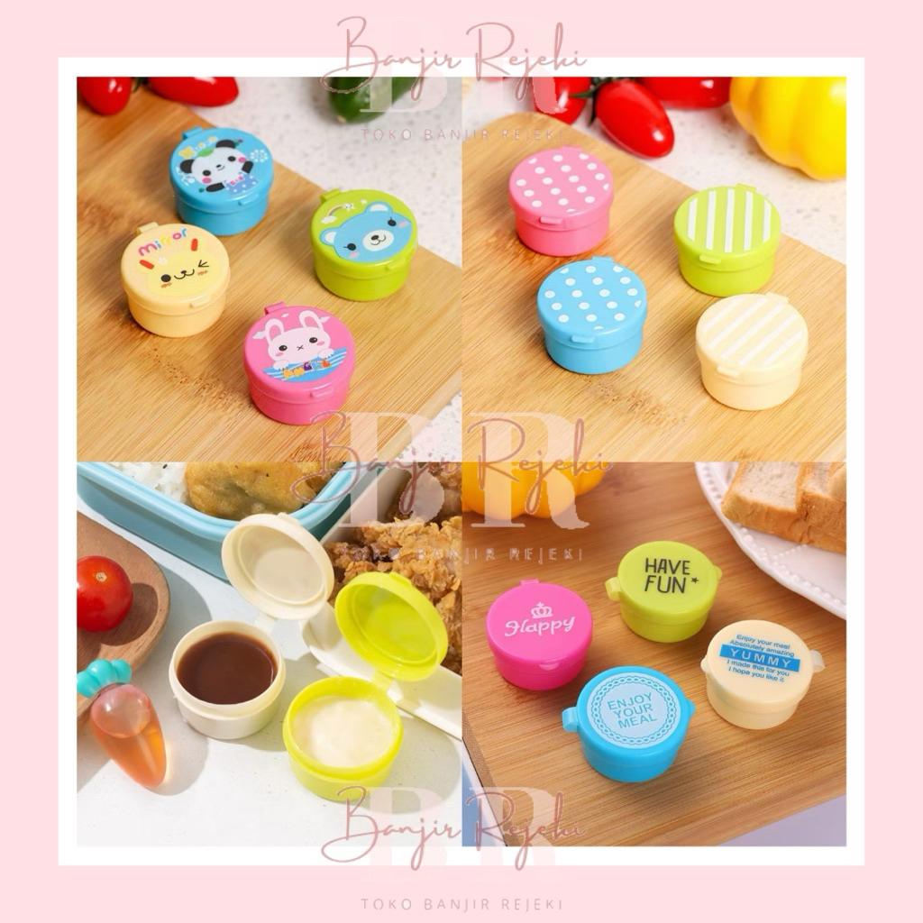 TOKOBANJIRREJEKI tempat sauce mini / saus kecil bulat nasi bento bekal anak / wadah mayonaise saus k