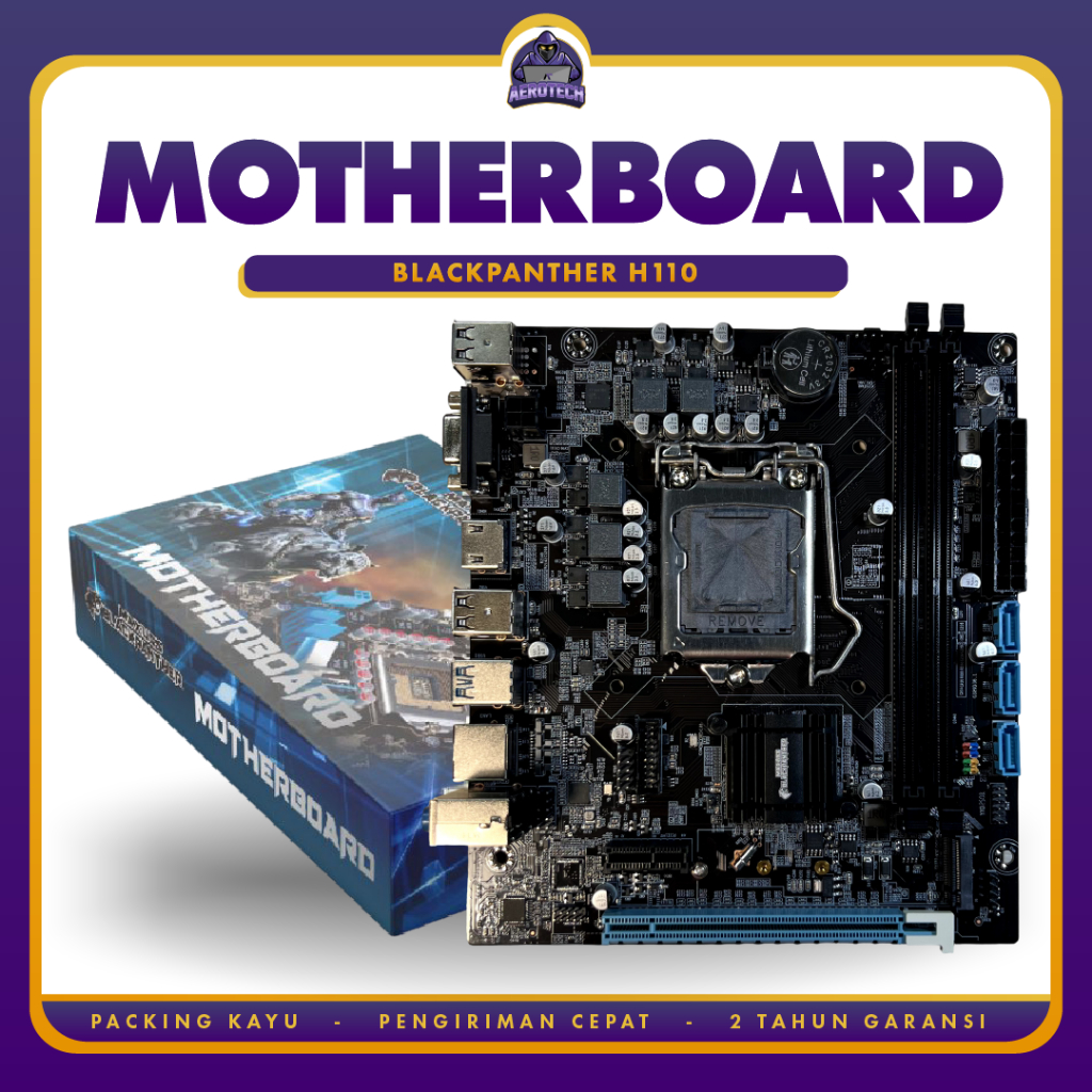 MOBO MOTHERBOARD BLACK PANTHER H110 SOCKET LGA 1150 DDR4 GARANSI RESMI