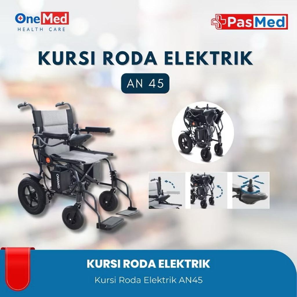 ONEMED - Kursi Roda Elektrik Travelling Portable Lipat AN45 | Listrik / GTT Kursi Roda Elektrik