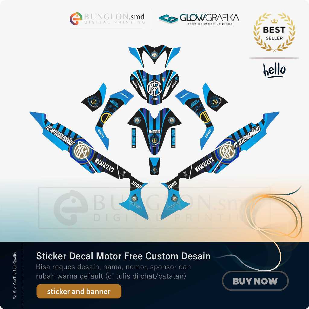 DECAL STIKER MOTOR CUSTOM HONDA SUPRA X 125 EDISI INTERMILAN FC BIRU