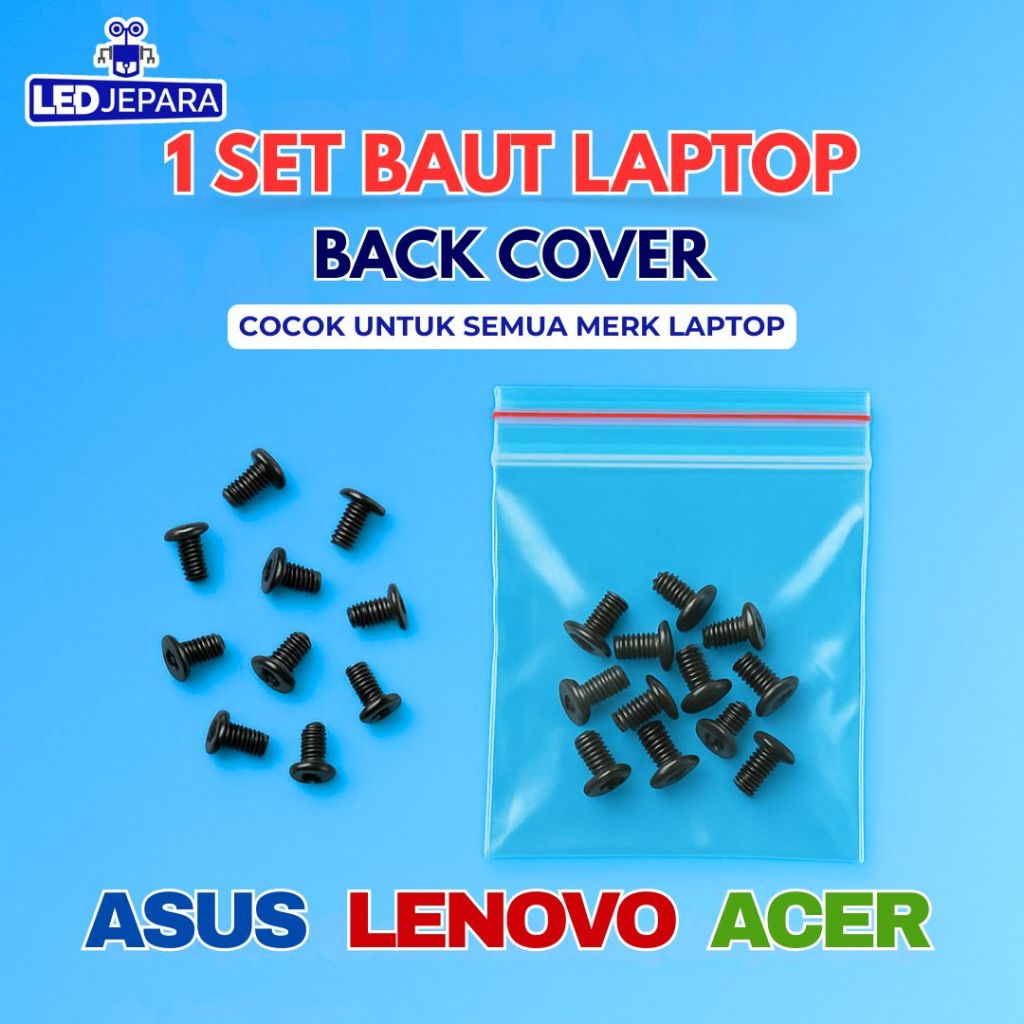 Baut Laptop Back Cover Baut Casing Belakang Laptop Komplit Asus Acer Lenovo