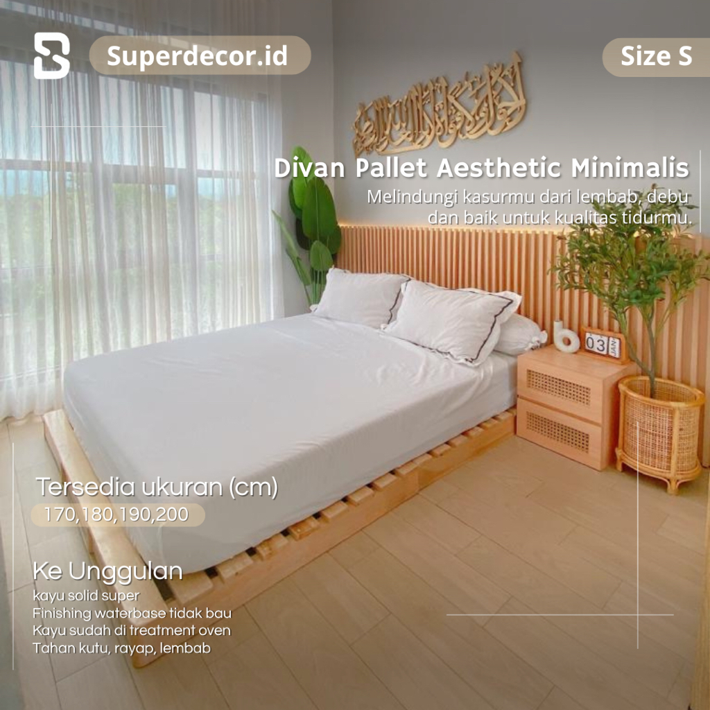 Divan Tempat Tidur Kayu Pallet (S) / Dipan Pallet / Alas Tempat Tidur aesthetic