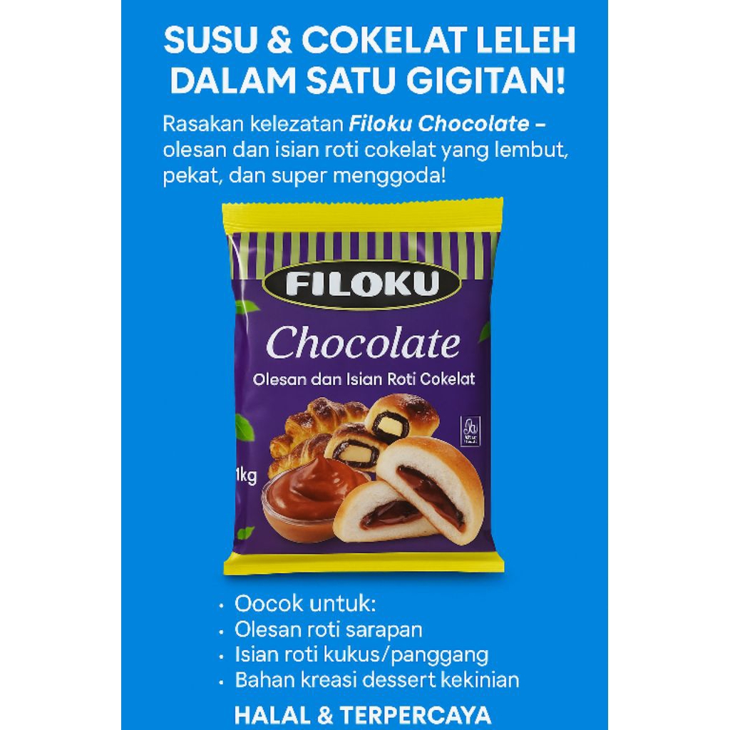 

FILOKU CHOCOLATE LUMER BANGET! Olesan & Isian Coklat Susu Pekat - Halal