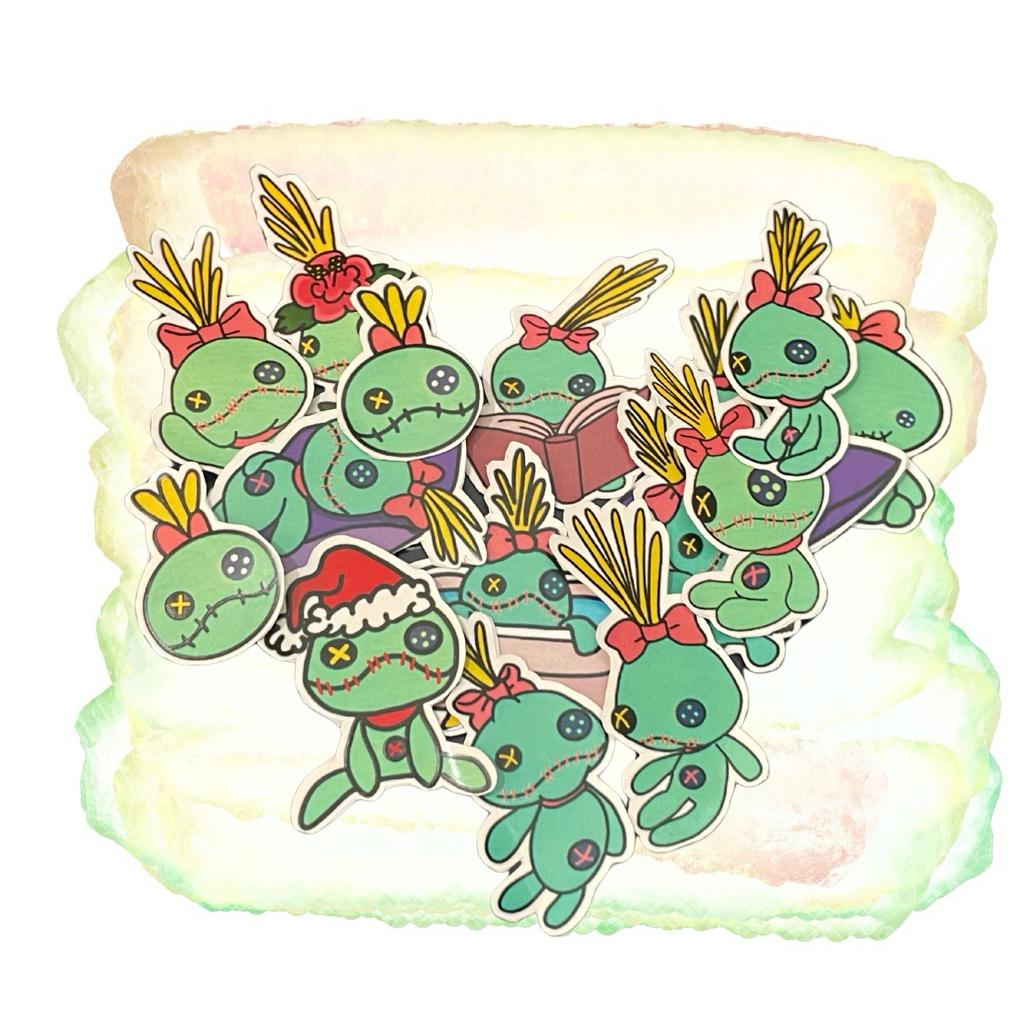 

Sticker pack 22 pcs die cut anti air glossy karakter Scrump only dari Lilo and Stitch Disney