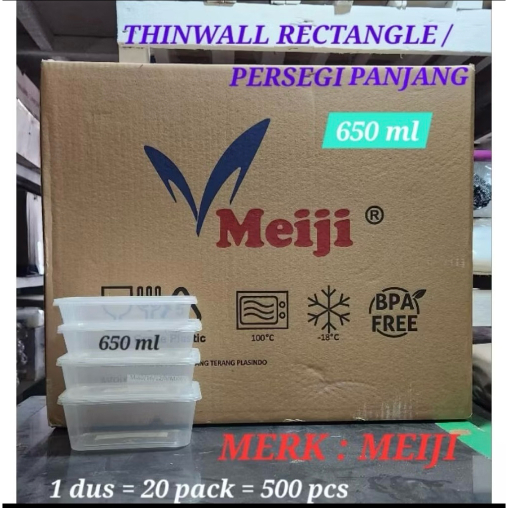 Kotak thinwall persegi panjang 650ml MEIJI