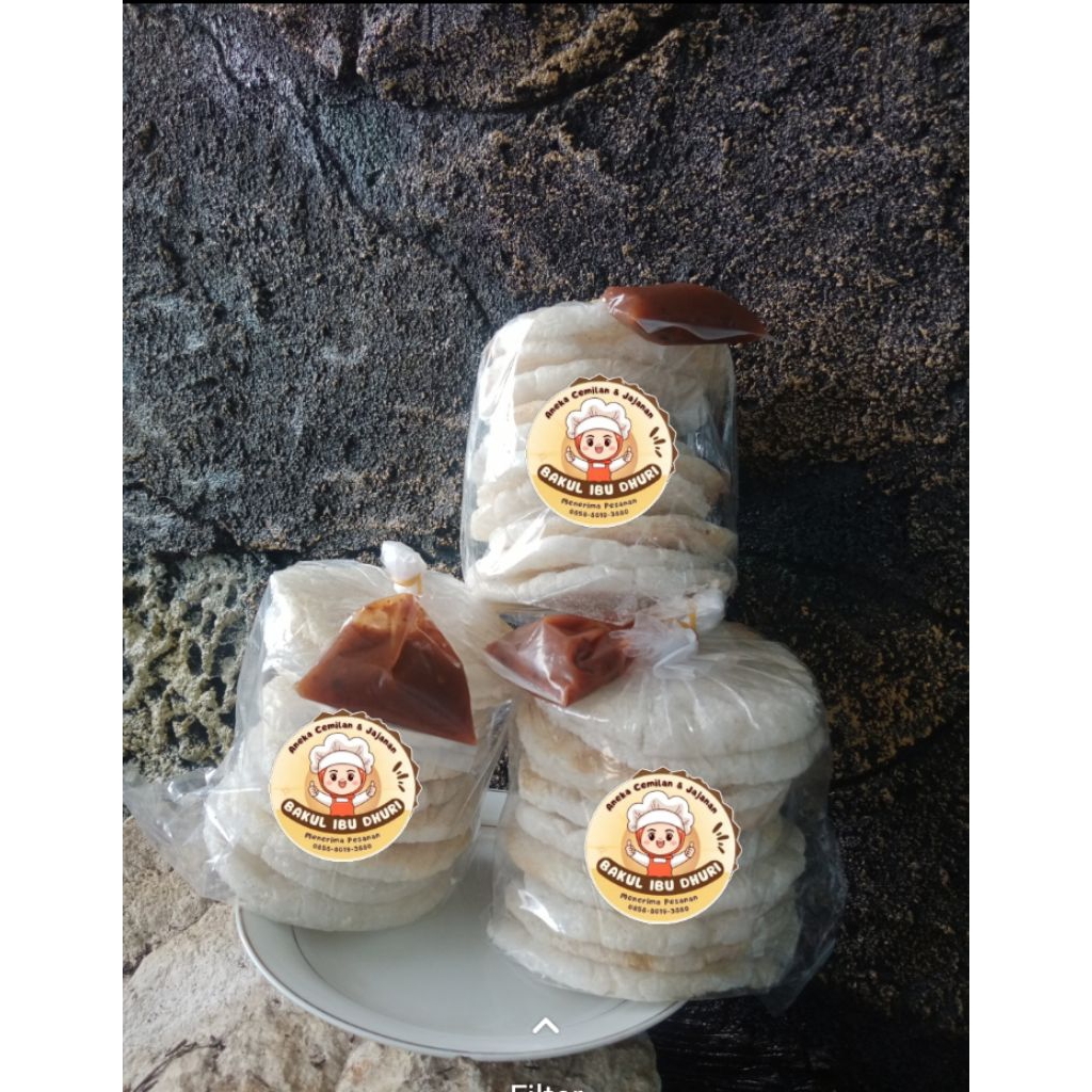 

Kerupuk kemplang/kerupuk Bangka/kerupuk sambal terasi kemasan siap makan 3 pack isi 30 keping
