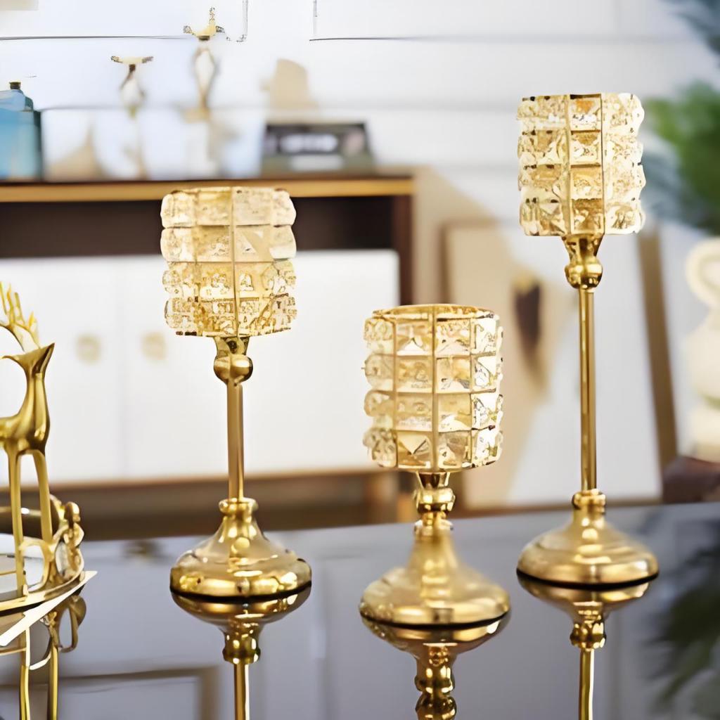 【Termurah-COD】Kristal Pajangan Meja Krista Tempat Lilin Kristal Meja Makan Mewah Elegant Crystal Sta