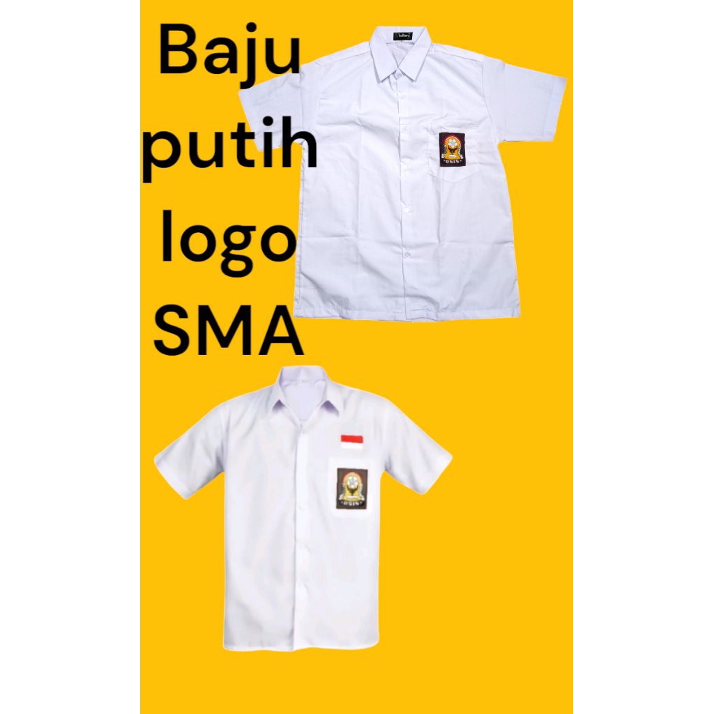seragam sekolah SMA kemeja putih logo sablon SMA+ bendera