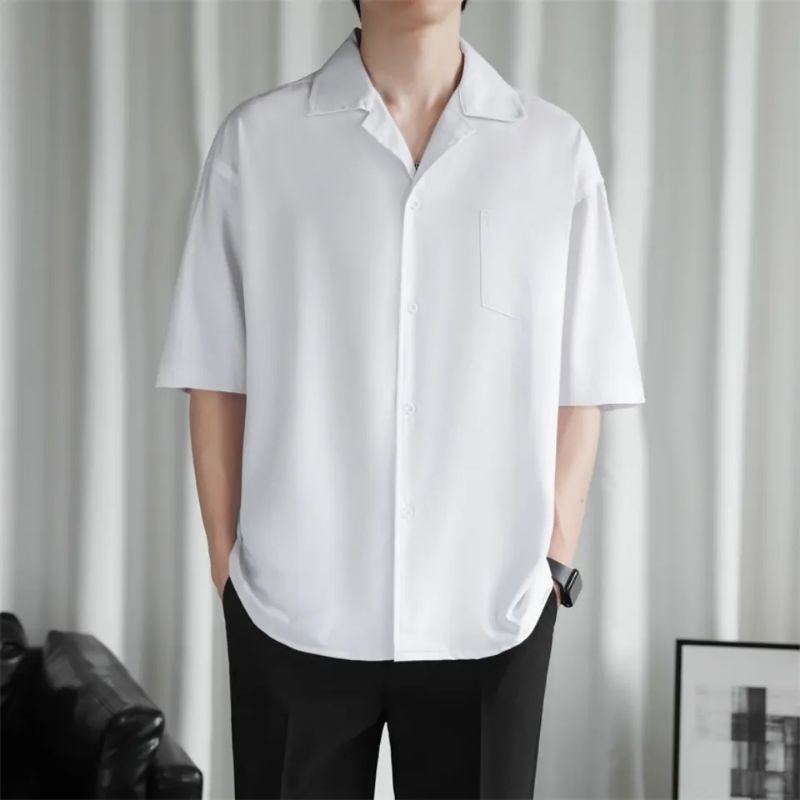 KEMEJA POLOS LENGAN PENDEK HAWAIAN CLASSIC SHIRT KEMEJA PANTAI RAYON kemeja krah piyama pria