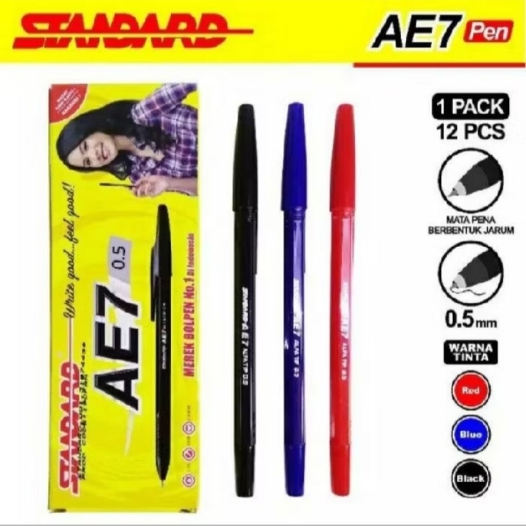 

Pulpen Standard AE7 0.5 - 12 Pcs Bolpoint