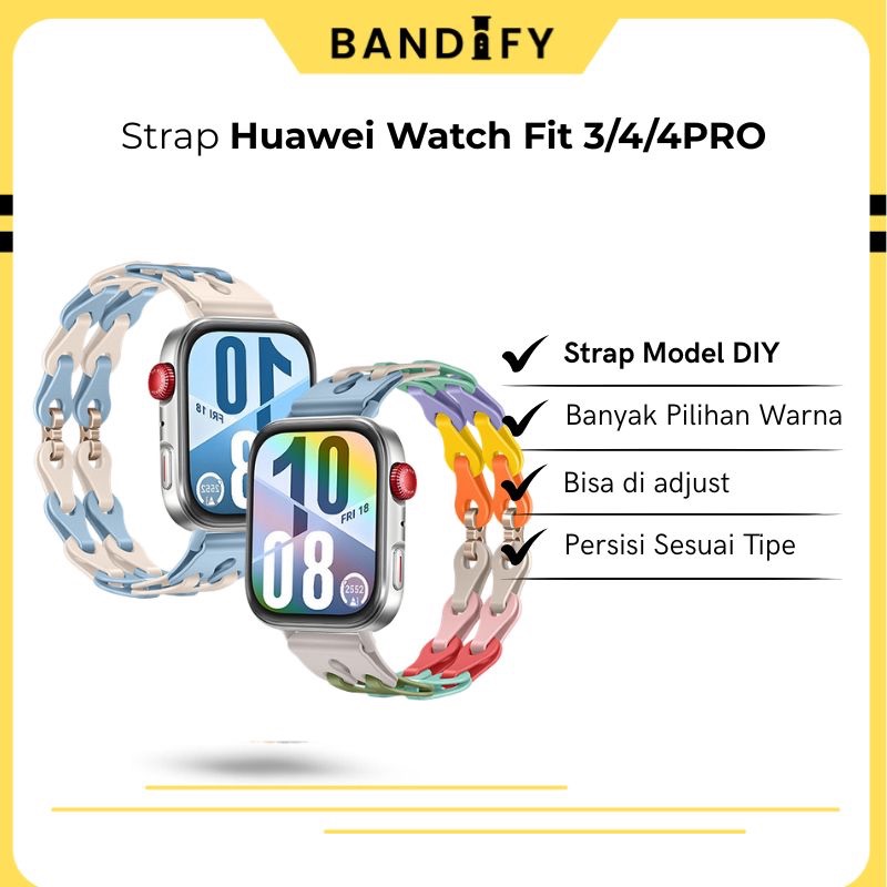 Strap Huawei Watch Fit 4 / Huawei Watch Fit 4 PRO Strap DIY Huawei Watch Fit 3 Bahan Silicone Model 