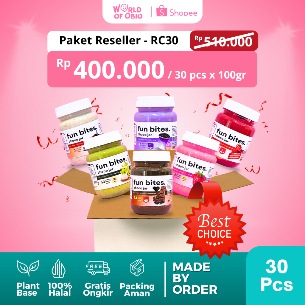 

PAKET RESELLER RC30 - Choco Jar Rice Crispy Choco Lumer Cemilan Topping Coklat Leleh Choco Crunchy