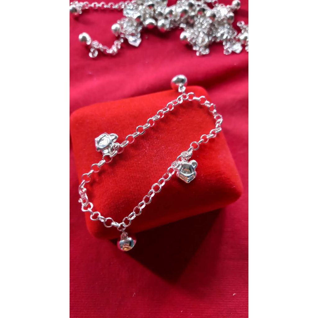 gelang kaki bayi perak murni asli