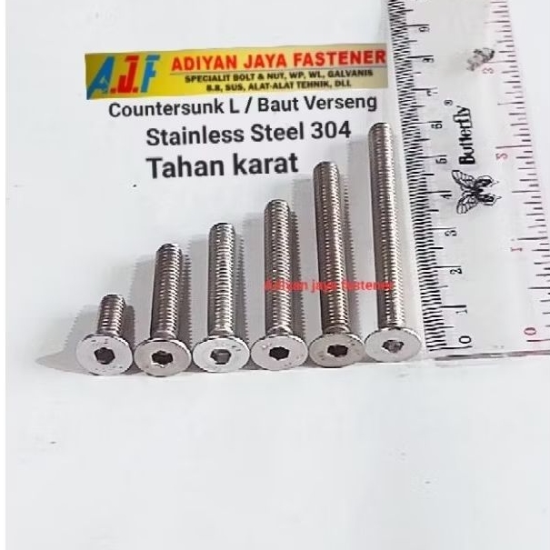 BAUT VERSENG L / DRAT BAUT 19/ M12 ( panjang 2cm s/d 10cm )p.1,75 Stainless 304