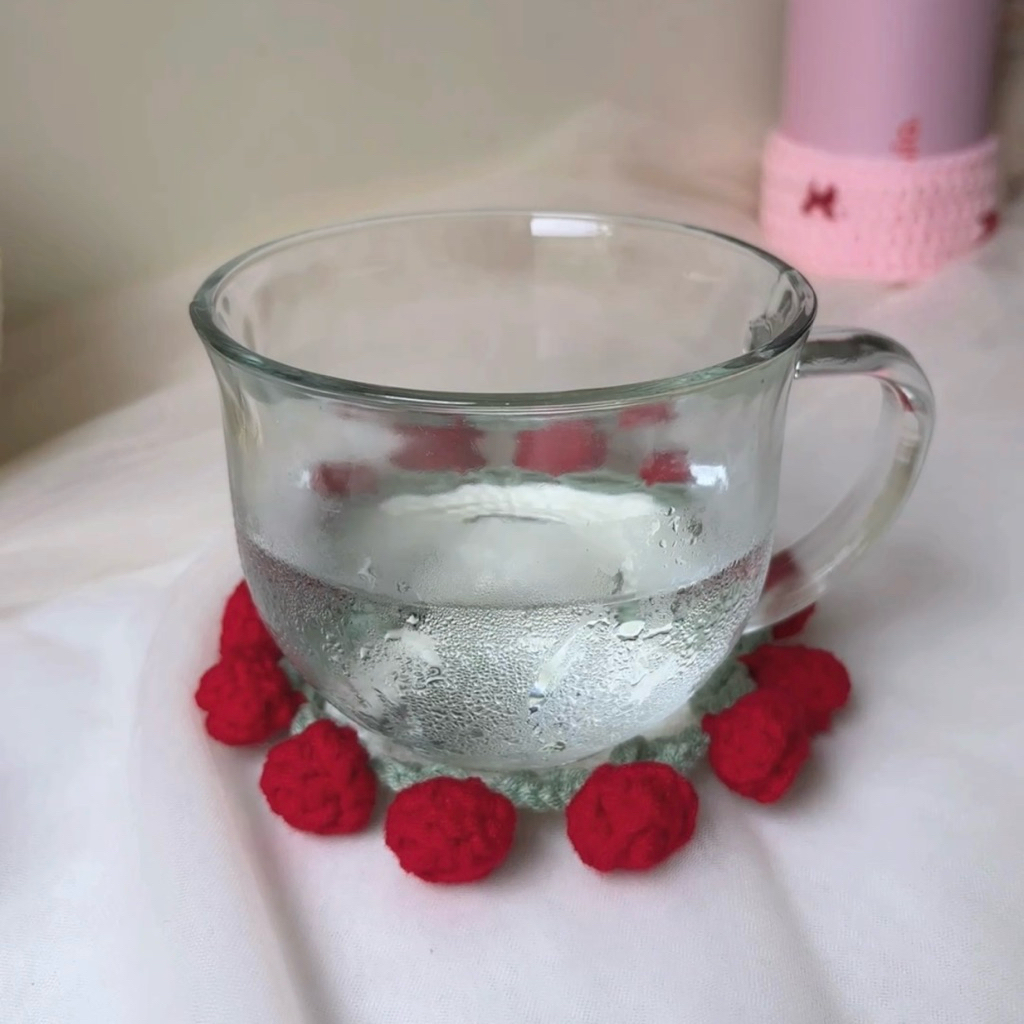 Coaster Flowers | Tatakan Gelas | Tatakan Gelas Rajut | Mini Bucket Flowers