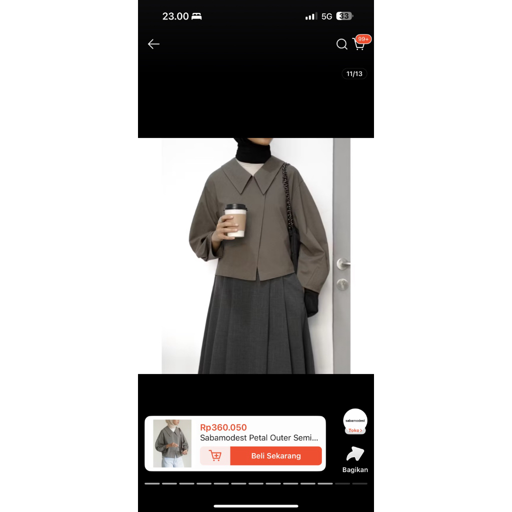 Sabamodest Petal Outer Semi Crop Wool-Like Polyester