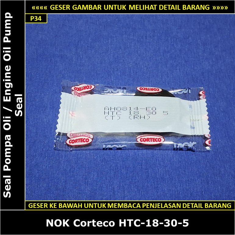 Seal Pompa Oli Toyota Starlet Kotak 1000 cc 1E EP70 1984-1986 NOK Corteco HTC-18-30-5 Engine Oil Pum