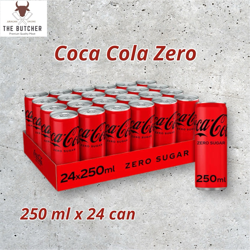 

COCA COLA ZERO 250ml (24's x 250ml) / No Sugar 1 krat / Minuman Kaleng tanpa gula / Soda