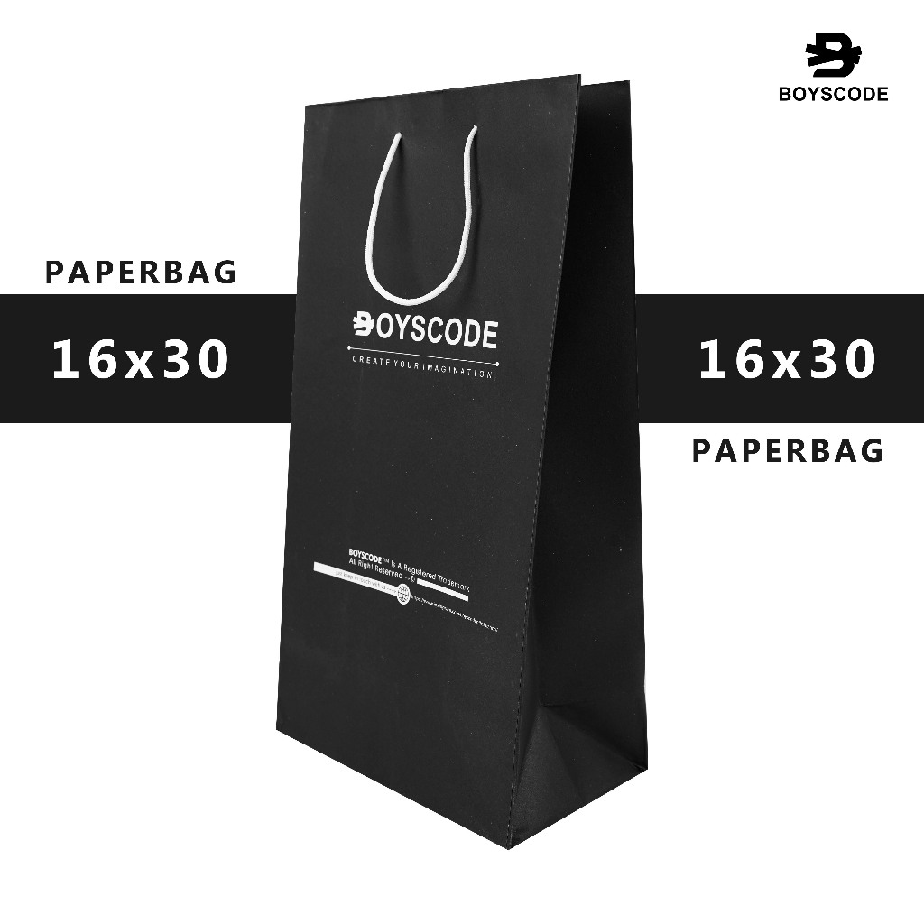 

BOYSCODE Tas Belanja Paperbag Exclusive Hitam / Totebag / Kantong Belanja / Tas Kado / Kemasan Kertas