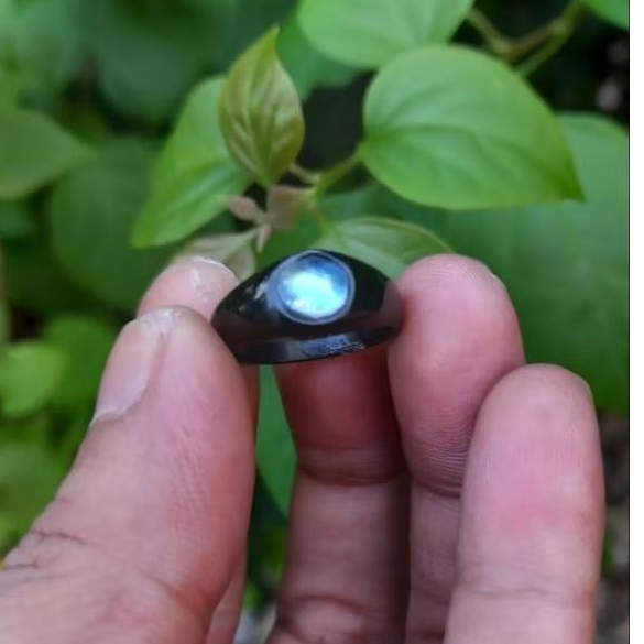 CINCIN BATU BIDURI BULAN MOONSTON CYLON SIZE KECIL RING BLACK TITANIUM