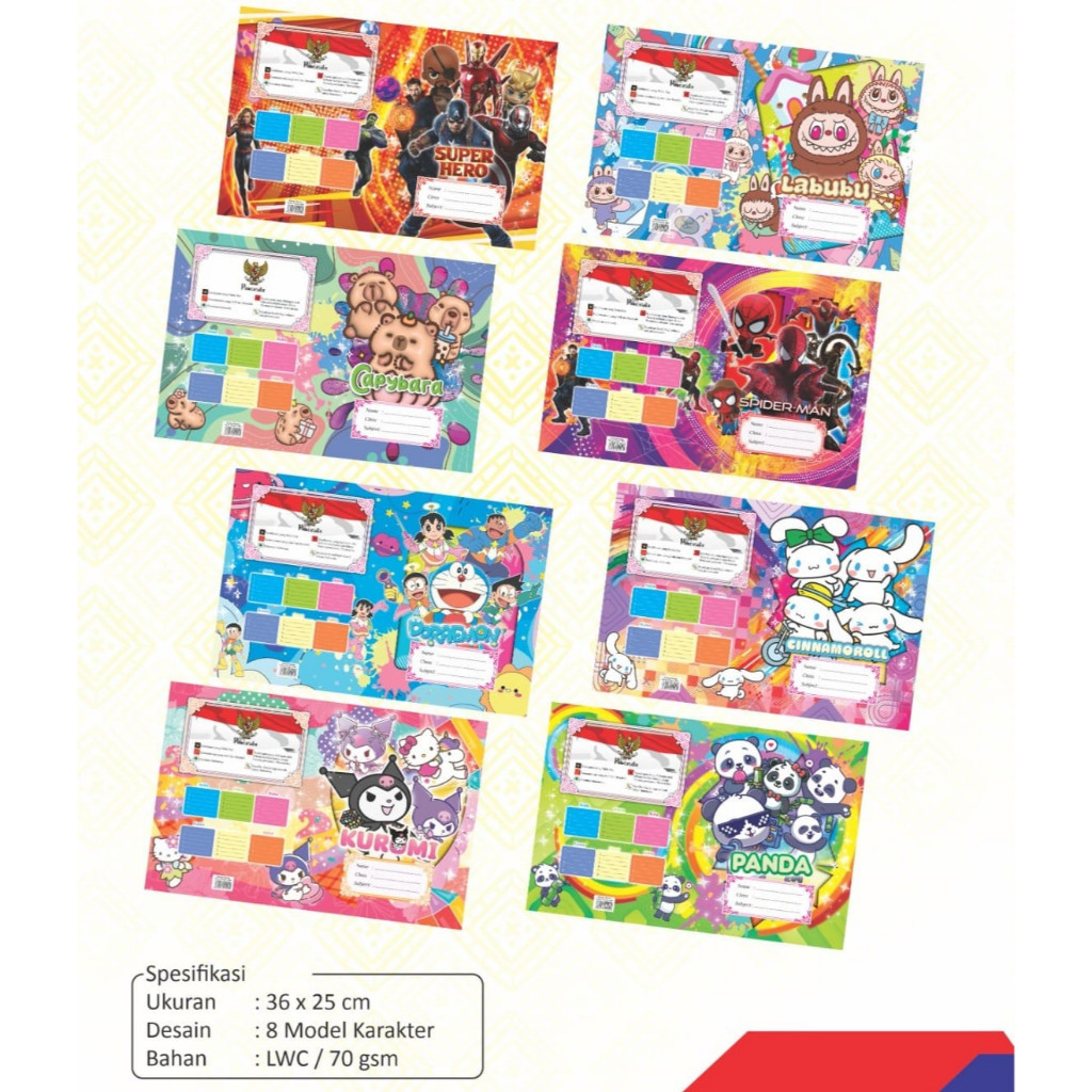 

SAMPUL BUKU TULIS GAMBAR LUCU FANCY QUARTO KECIL ISI 20 LBR