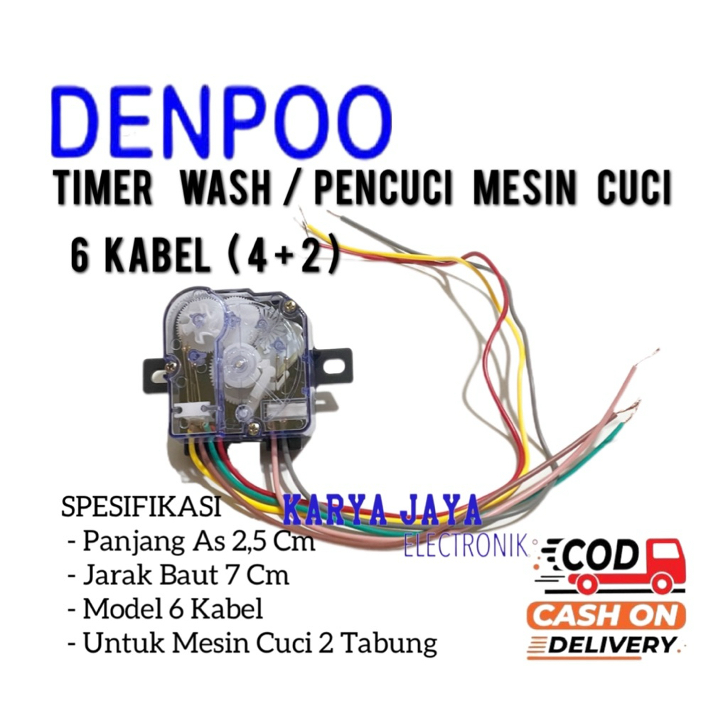 Timer Wash 6 Kabel Mesin Cuci Denpoo 2 Tabung - Timer Mesin Cuci Denpoo 6 Kabel