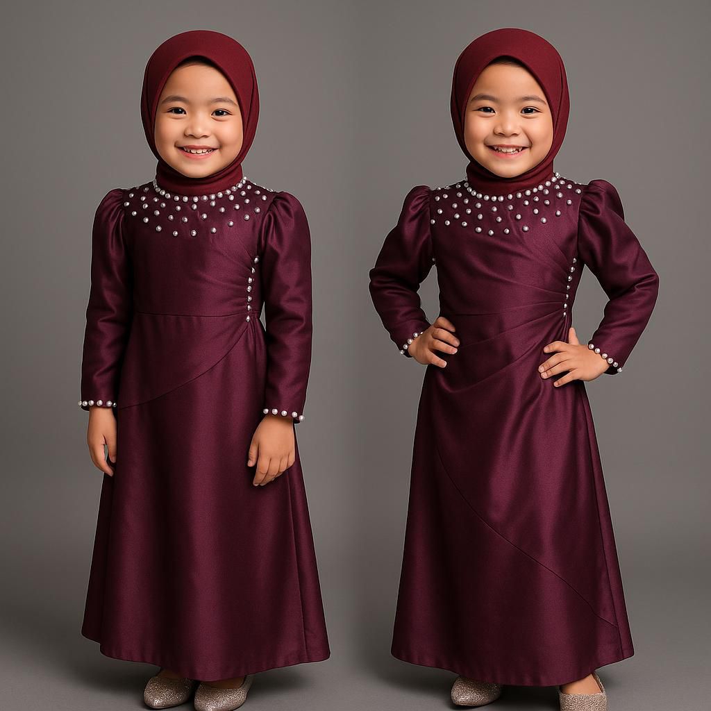 Dress Anak Perempuan (2-12Tahun) Gamis Kondangan Bridesmaid Dress Bahan Satin Gaun Wisuda anak