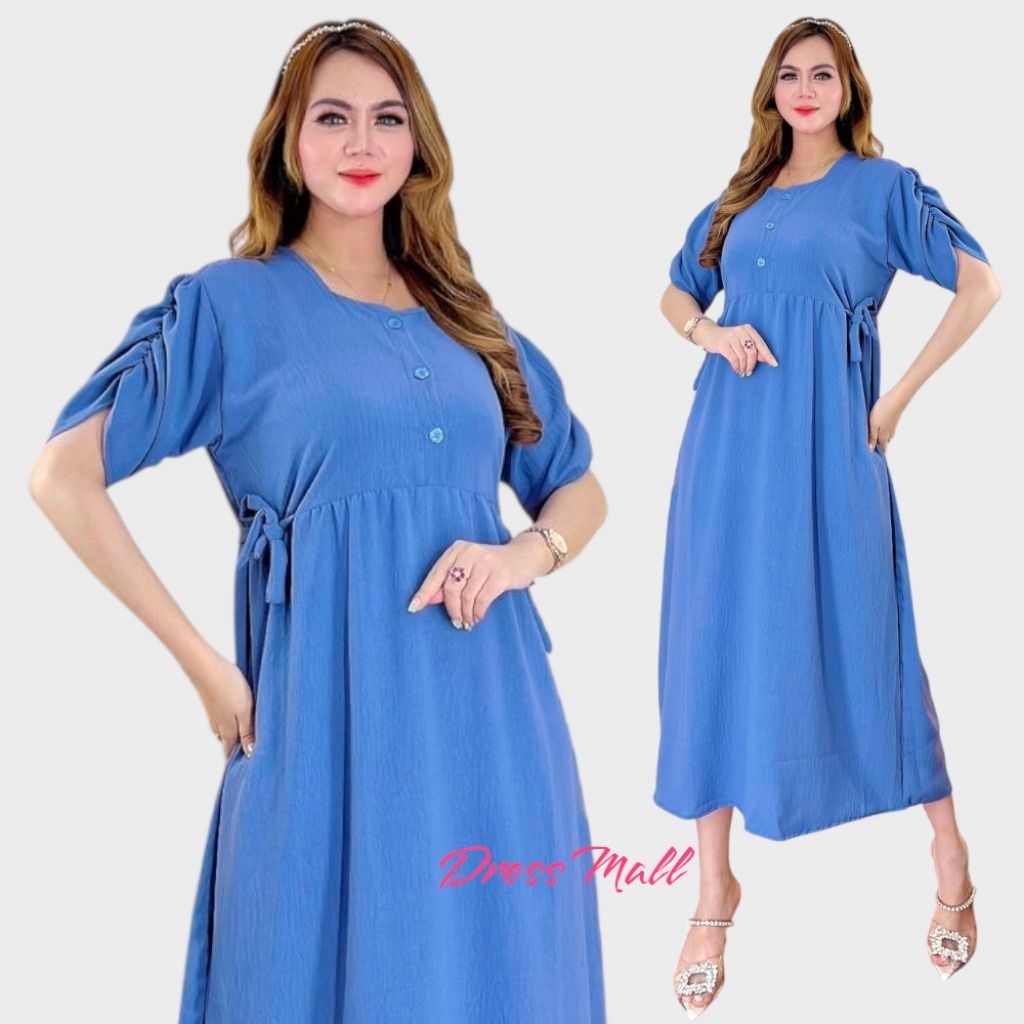 Dress Mall Daster Kekinian Cibi Lengan Kerut Kancing Busui Friendly Crinkle Airflow Premium Original
