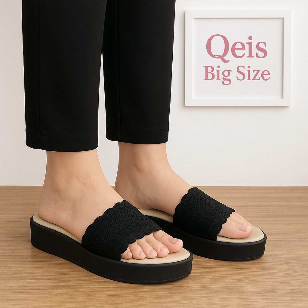 BIG SIZE / Sandal Wanita Wedges Simpel Selop / Sendal Platform Original Jumbo [ 40 - 45 ]