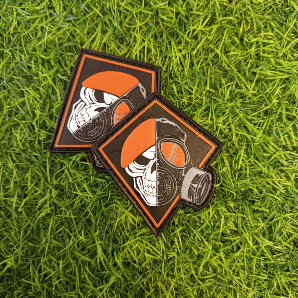 rubber patch logo tengkorak baret orange kopasgat tempelan emblem karet