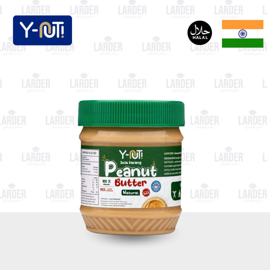 

Y-Nut Natural Peanut Butter Pet Jar 340 g Selai Kacang Tanpa Gula Unsweetened