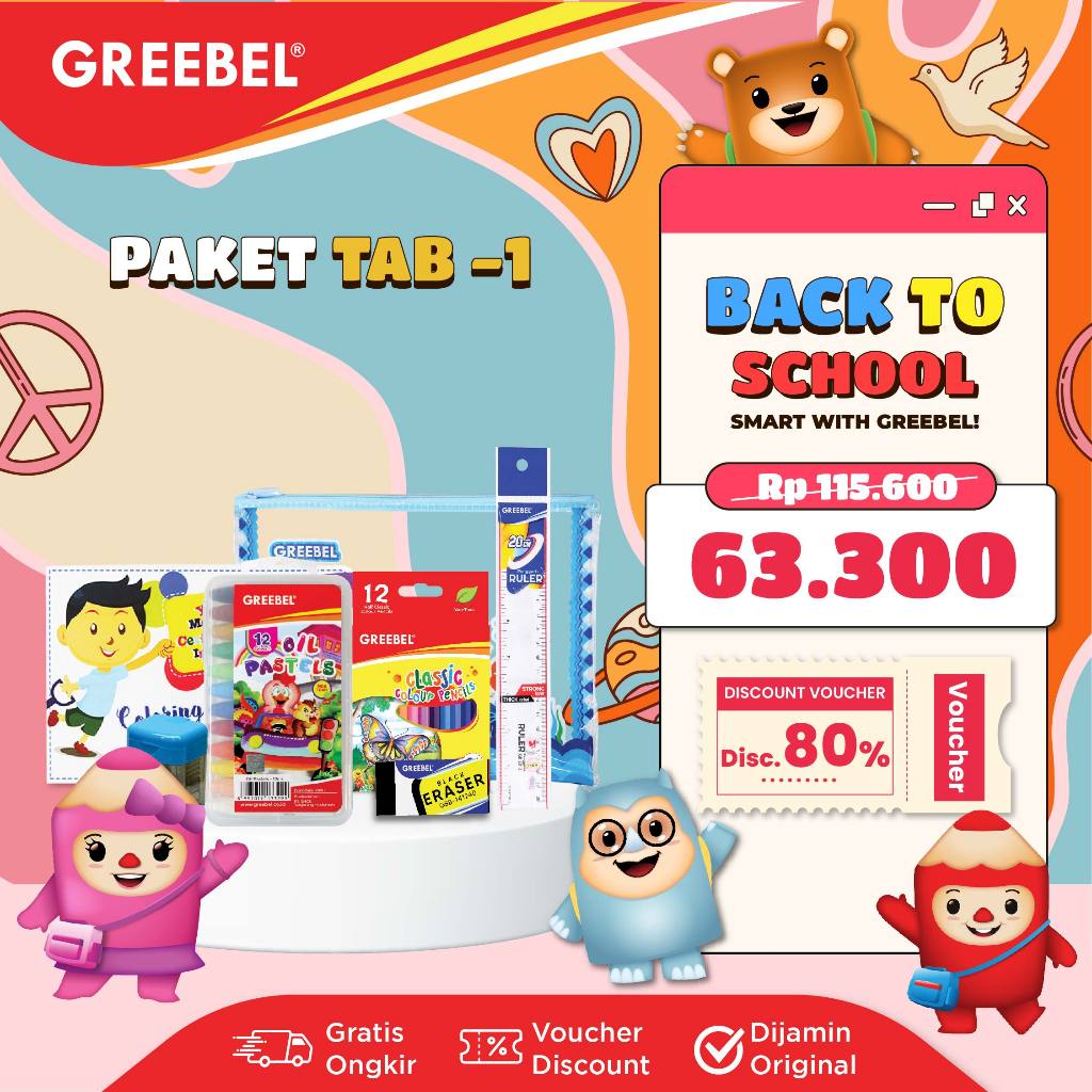 

GREEBEL Paket Alat Tulis TAB- 1 / Stationery Set / Paket Mewarnai