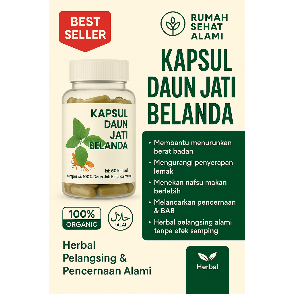 

KAPSUL DAUN JATI BELANDA 60 KAPSUL – HERBAL PELANGSING, KOLESTEROL & PEMBAKAR LEMAK
