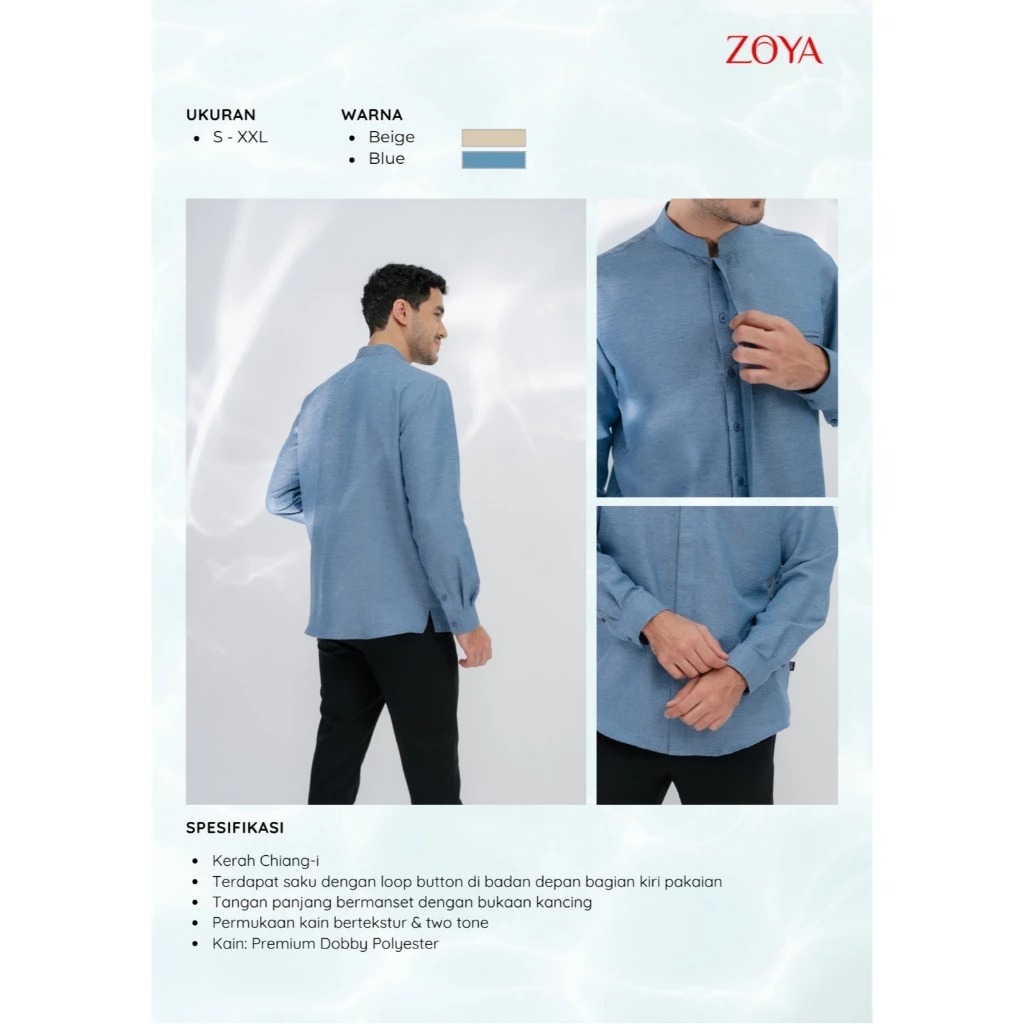 ZOYA ALASKA MENSWEAR BAJU KOKO BUSANA MUSLIM PRIA WARNA BLUE