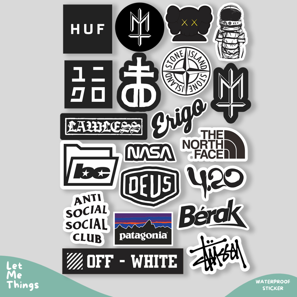 

Stiker Vinyl Waterproof brand || stiker helm maternal deus stussy uniqlo