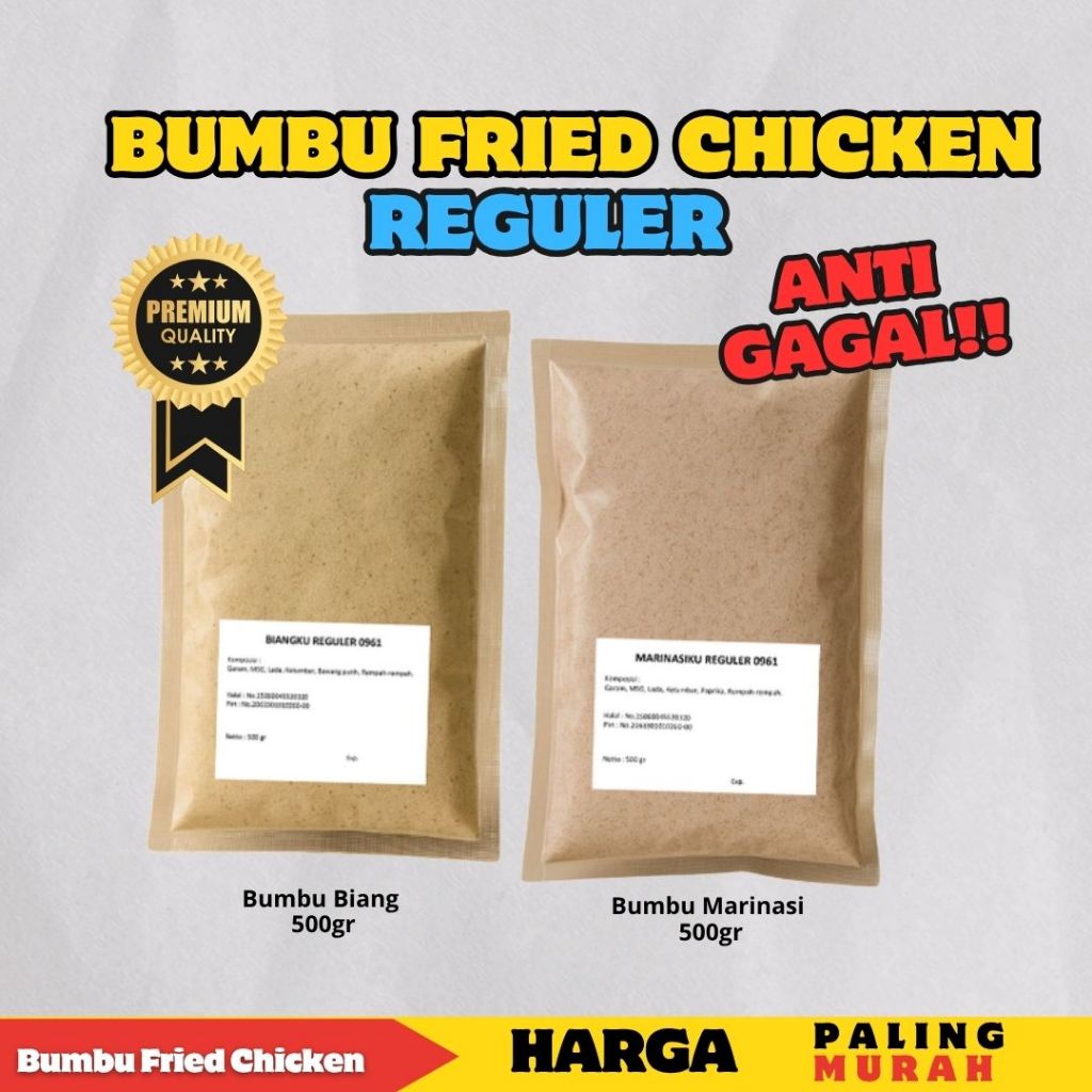 

Paket Regular Alifafood–Bumbu Biang & Bumbu Marinasi (500gr) FriedChicken/Olahan krispi/pengiriting