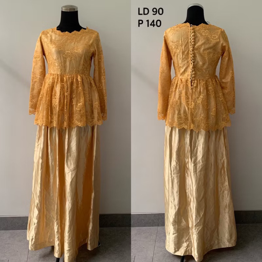 Kebaya dress kuning preloved baju kondangan nikahan bekas