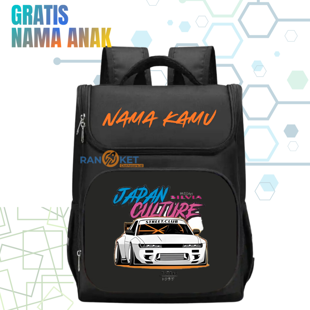 Tas Ransel Sekolah Anak TK/SD Mobil Balap I Tas Sekolah Anak SD/TK Mobil Balap Terbaru [ Free Cetak 