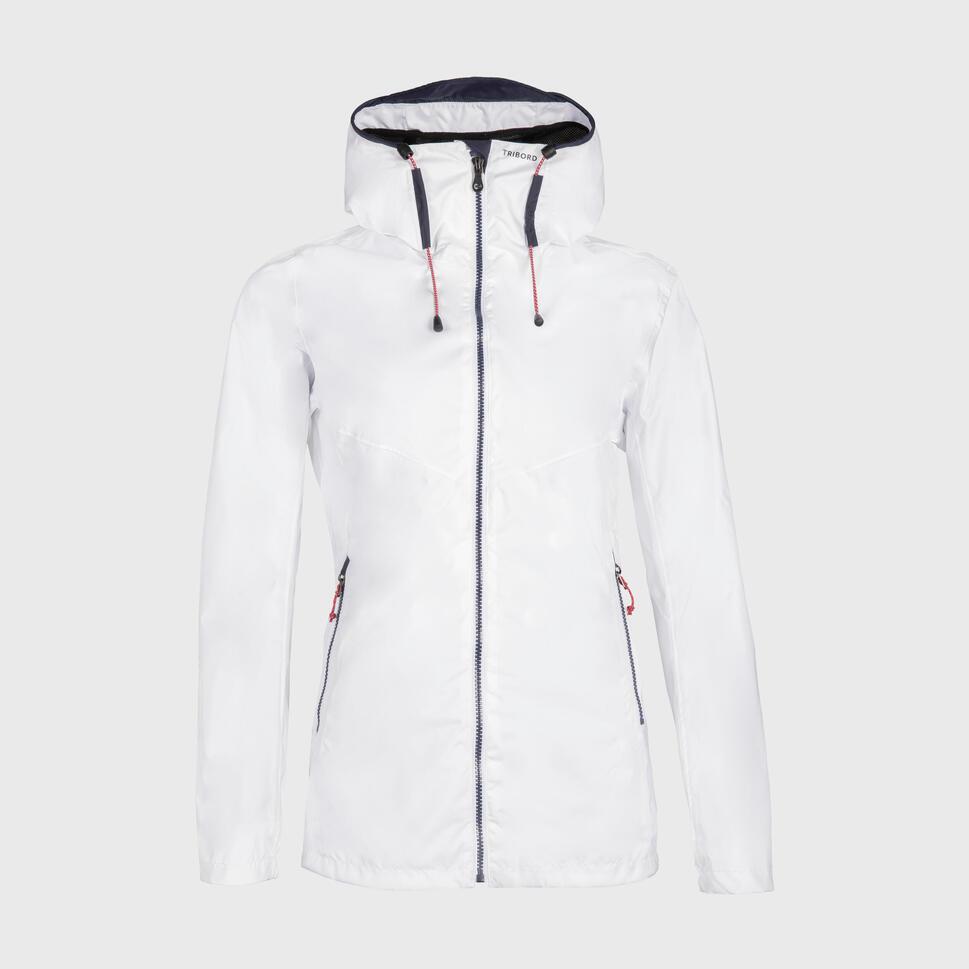 Decathlon TRIBORD Jaket Berlayar Tahan Air Wanita 100 Putih - 8675977