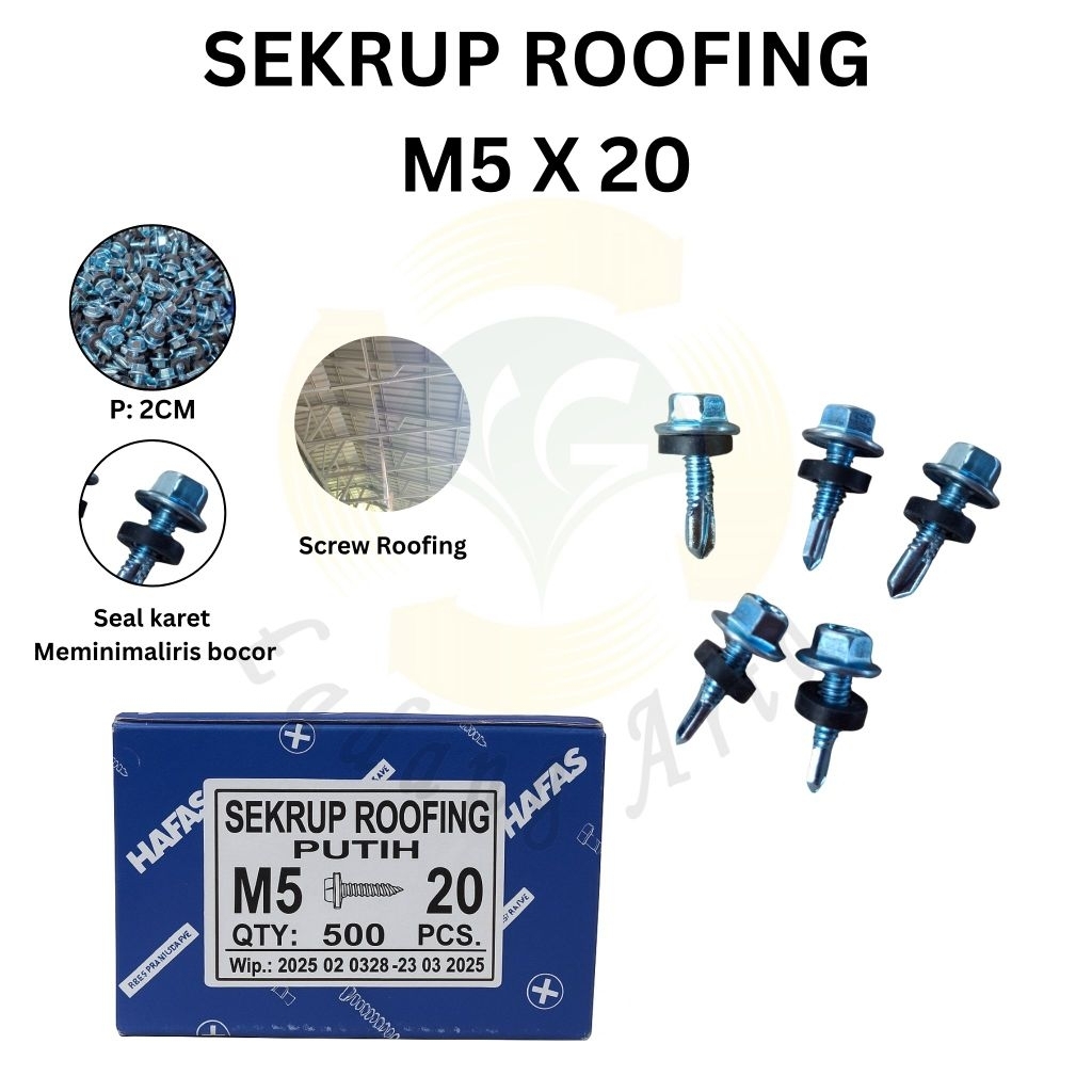 skrup Roofing/drilling screw M5 x 20 (2cm) putih