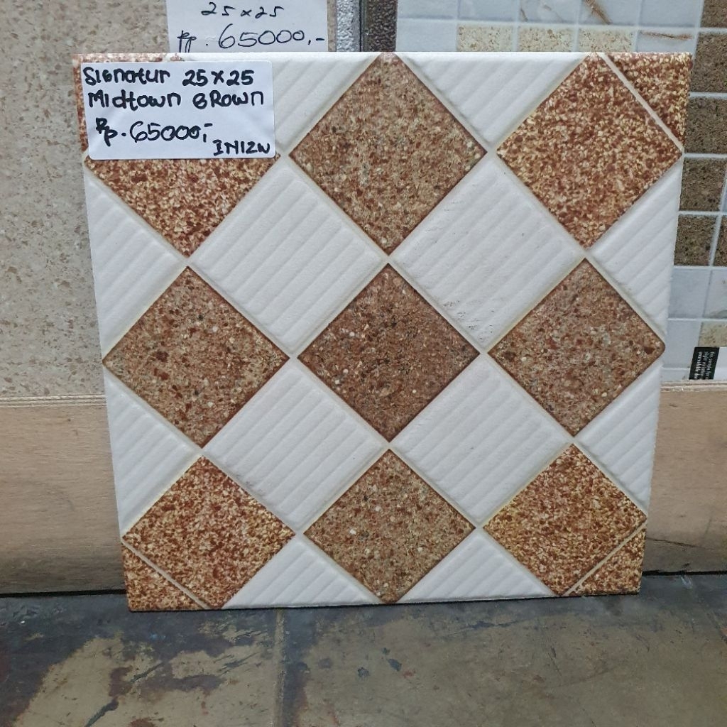 keramik 25x25 lantai kamar mandi kasar motif SPEKTRUM SIGNATURE MIDTOWN beige 1dus isi 1meter (16pc)