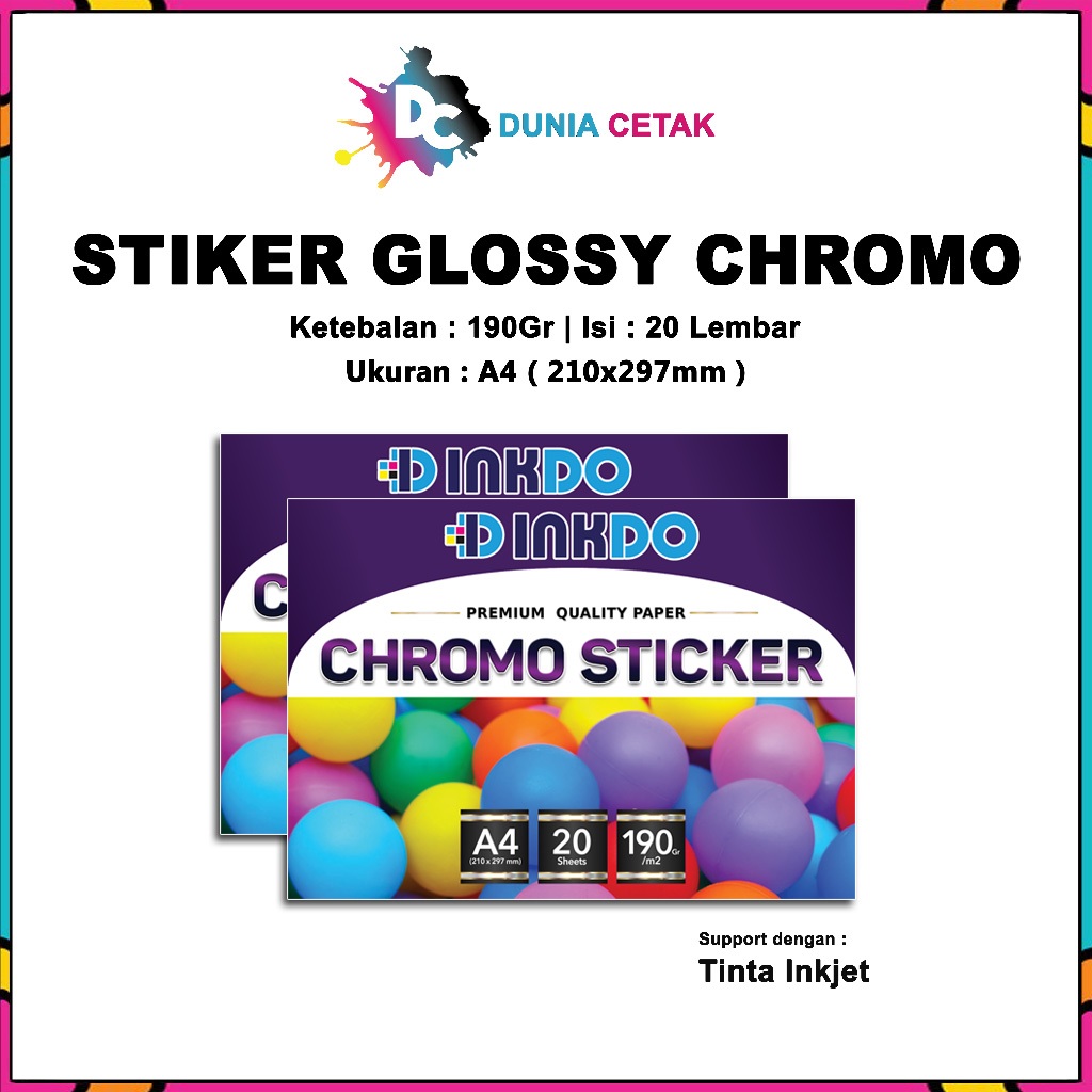 

Kertas Sticker Chromo A4 isi 20 Lembar / Stiker Glossy Mengkilap