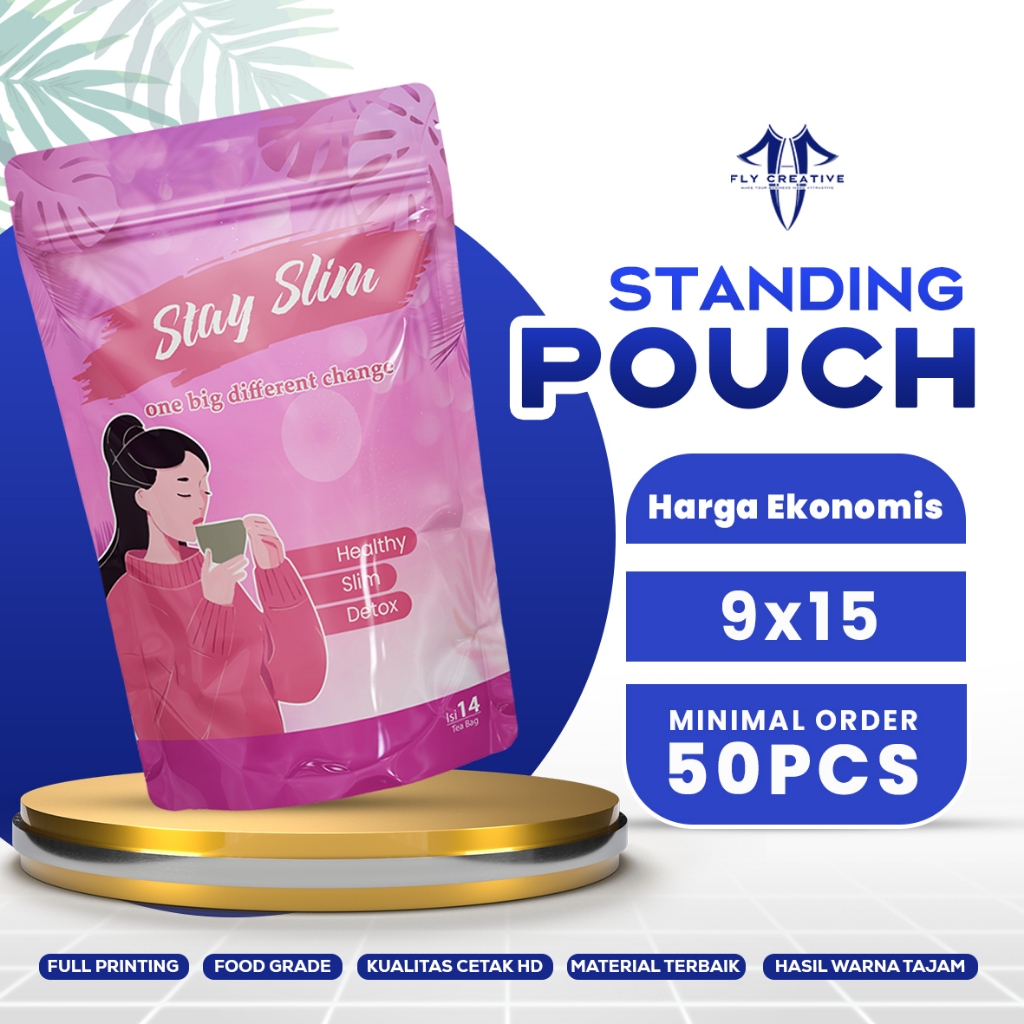 Fly Creative - 9x15cm Cetak Kemasan Makanan Standing Pouch Full Printing Custom Snack Ziplock / Non 