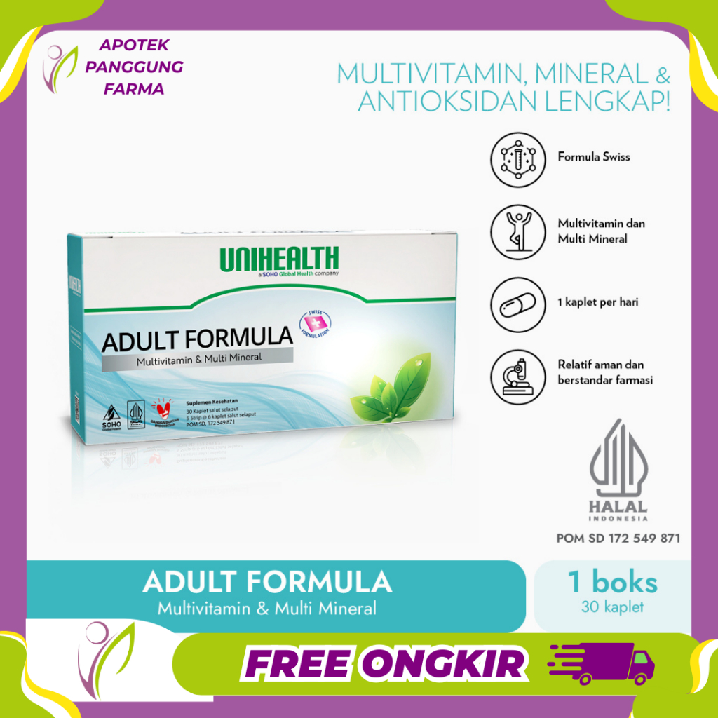 Unihealth Adult Formula - Multivitamin, Mineral, dan Antioksidan