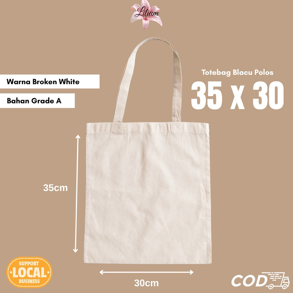 Totebag Blacu Polos 35x30 |Totebag Berbagai Ukuran Besar | Tas Blacu Tote Bag Belanja Shopping Toteb