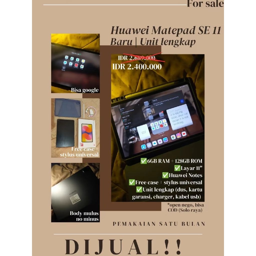 Huawei Matepad SE 11 Second -- Free Case 360° + stylus universal