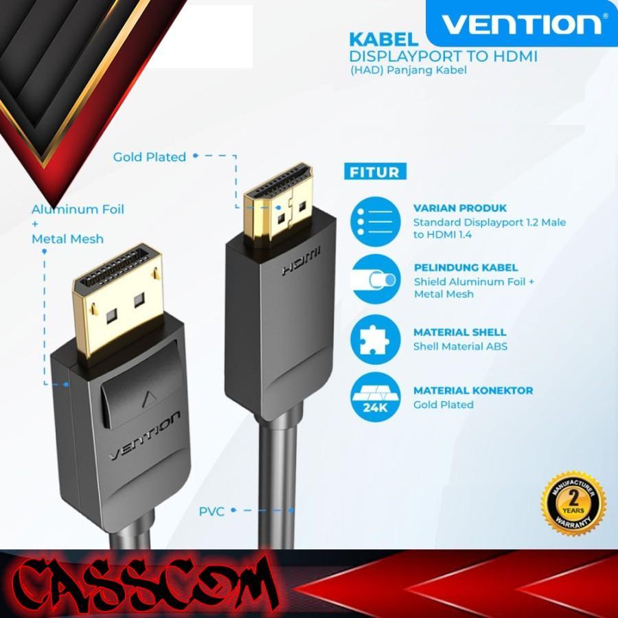 Vention HAD Kabel Converter Display Port to HDMI (DisplayPort to HDMI) - 1.5M
