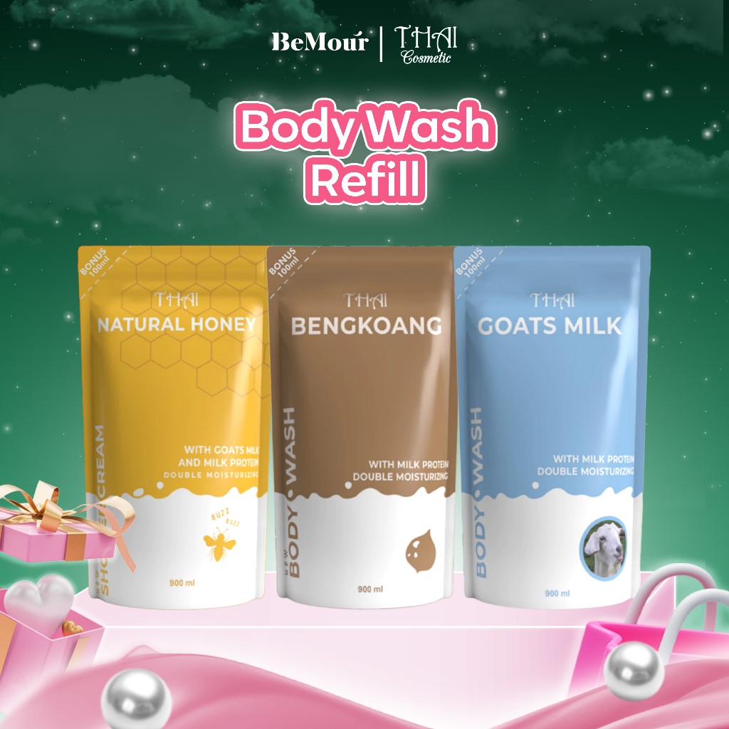 THAI - BODY WASH REFILL SERIES ( 500 ml ) - Sabun Cair Badan Goats Milk | Natural Honey | Bengkoang
