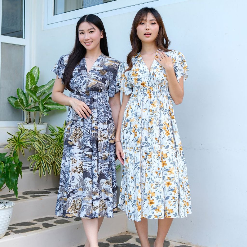 AURAE - Audrey |  Daster Dress Babydoll Wanita Lengan Pendek Motif